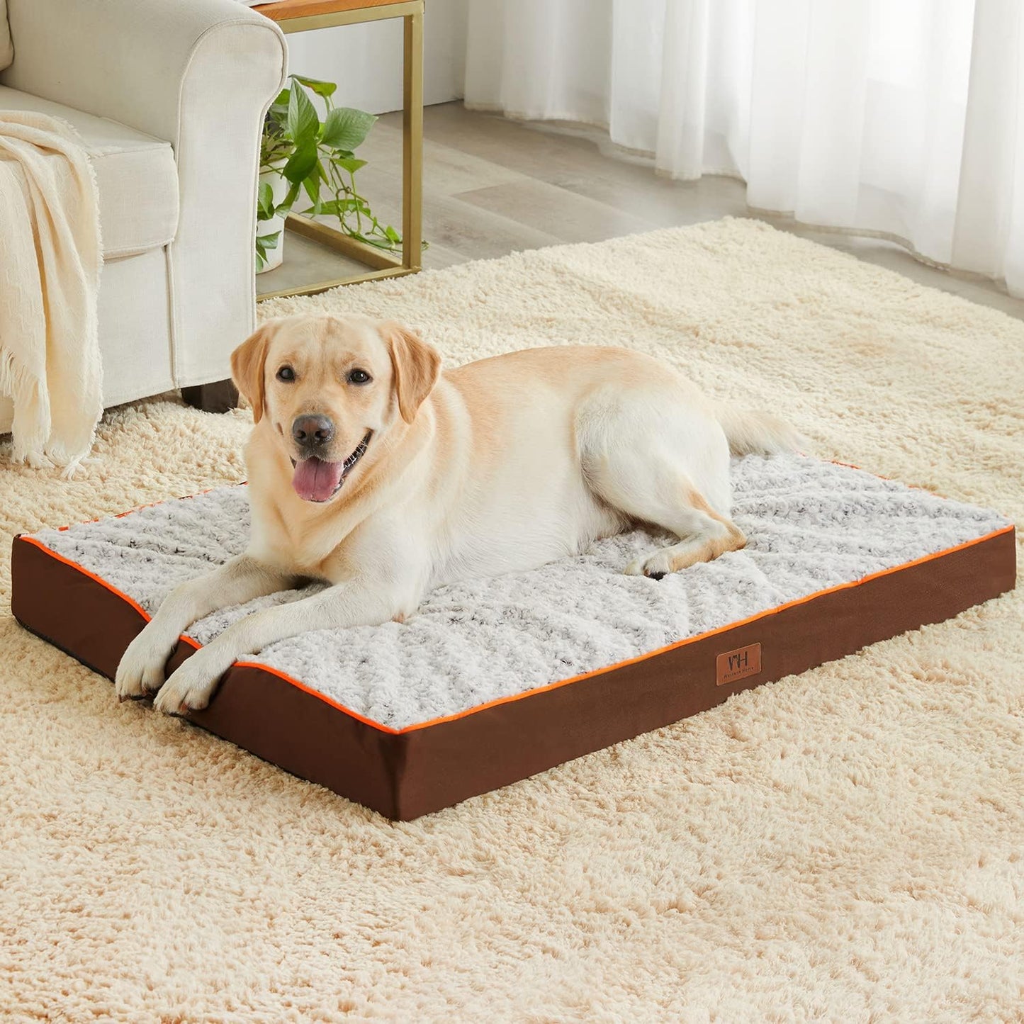 Orthopedic Pet Bed Waterproof Mattress with Removable Washable Cover, Thick Egg Crate